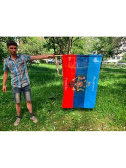 Флаг 080 Новороссия ЛНР_Мы русские с нами Бог, 90х135 см, материал сетка для улицы