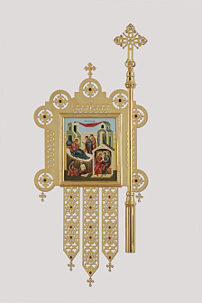 Хоругви №2 штамповка гравировка подвески золочение камни без древок (пара)