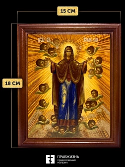 Икона Божией Матери Нерушимая Стена, деревянная рамка со стеклом 15х18х2 см 191 Икона Божией Матери Нерушимая Стена, деревянная рамка со стеклом 15х18х2 см 191