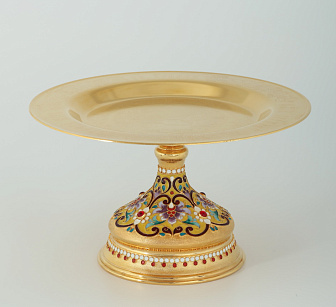 Дискос с поддискосником / ф220мм-конус потира 0, 3л / филигрань, эмаль / золочение