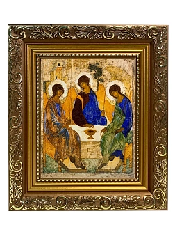 Икона Троица Андрея Рублева, широкая рамка 19,5х22,5х2 см 164