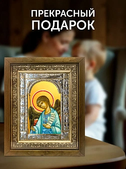 Икона Ангел Хранитель в ризе и деревянном киоте, 33х27 см