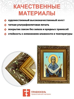 Икона Покров Пресвятой Богородицы, широкая рамка 19,5х22,5х2 см 119