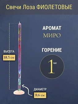 Набор Подсвечник оникс "вазочка", со свечами праздничные №80 (уп 50шт), ФИОЛЕТОВЫЕ (Радужная лоза)
