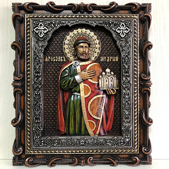Икона Святой Князь Ярослав Мудрый, резная из дерева Икона Святой Князь Ярослав Мудрый, резная из дерева