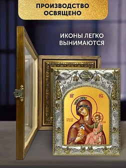 Икона Тучная Гора Божия Матерь в ризе и деревянном киоте, 26х22 см