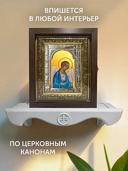 Икона Архангел Гавриил в ризе и киоте под дерево, 33х27 см