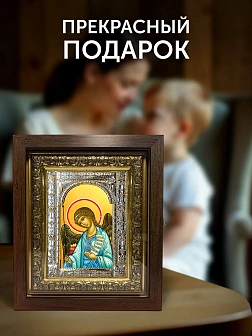 Икона Ангел Хранитель в ризе и киоте под дерево, 33х27 см