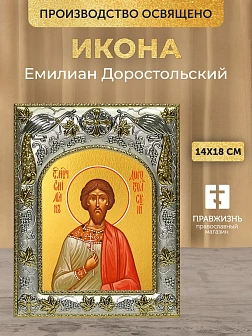 Икона Емилиан Доростольский в ризе, 18х14 см