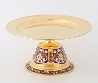 Дискос с поддискосником / ф240мм-потир 1, 0л "№9" / филигрань, эмаль, ручная гравировка / золочение