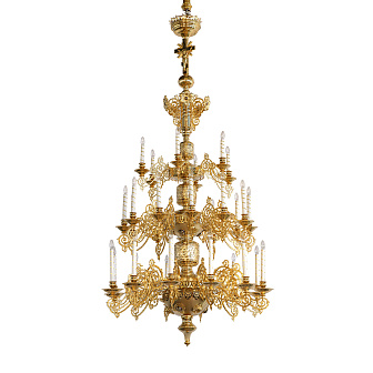 Паникадило 3 яруса 30 свечей алюминий золочение