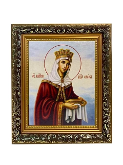 Икона Елена равноапостольная царица, узкая рамка 17,5х20,5х2 см 071