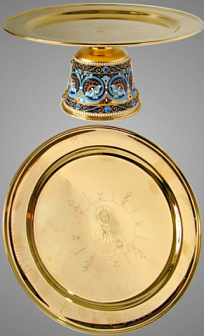 Дискос с поддискосником / ф320мм-рюмочка 3, 0л / филигрань, эмаль, ручная гравировка / золочение