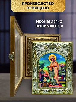 Икона Геронтисса Божия Матерь в ризе и деревянном киоте, 26х22 см