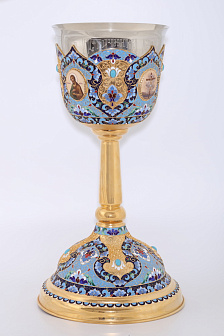 Потир 3.0л 4-финифти, филигрань, эмаль "№6" / золочение / мельхиоровый стакан