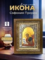Икона Софония Пророк в ризе и деревянном киоте, 33х27 см