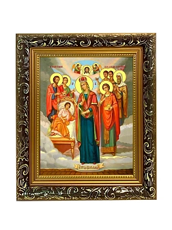 Икона Божьей Матери Целительница, узкая рамка 17,5х20,5х2 см 147