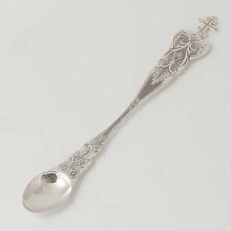 Лжица ручная гравировка, углубленная №4 серебро УИН