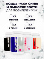 Поддержка силы и выносливости для любителей ЗОЖ, возраст 45+ (курс 60 дней: 3-х Эргамин + 2-х Коллагенит + 3-х L-Аргинин + 3-х L-Лизин с выгодой 10%)