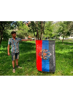 Флаг 074 Новороссия ДНР_Сокрушу пред ним врагов его, 90х135 см, материал шелк для помещений