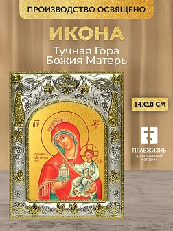 Икона Тучная Гора Божия Матерь в ризе, 18х14 см