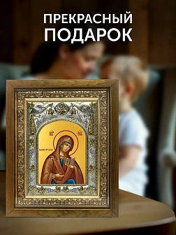 Икона Калужская Божия Матерь в ризе и деревянном киоте, 26х22 см