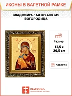 Икона Божией Матери Владимирская, узкая рамка 17,5х20,5х2 см 1171