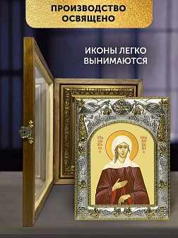 Икона Ксения Петербургская в ризе и деревянном киоте, 26х22 см