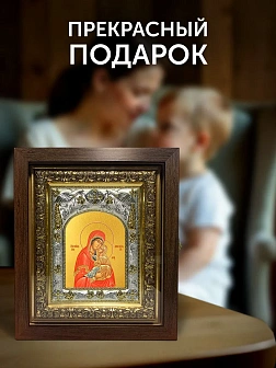Икона Анна Мать Пресвятой Богородицы в ризе и киоте под дерево, 27х23 см