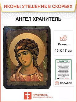 Икона Ангел Хранитель дерево 13х17 см