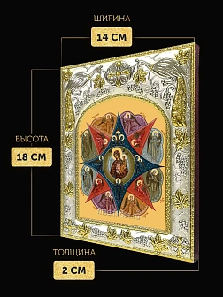 Икона Неопалимая Купина Божия Матерь в ризе, 18х14 см