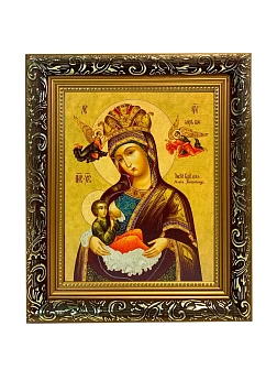 Икона Божией Матери Млекопитательница, узкая рамка 17,5х20,5х2 см 106
