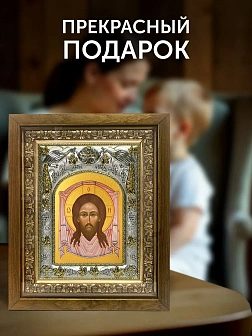 Икона Спас Нерукотворный в ризе и деревянном киоте, 26х22 см