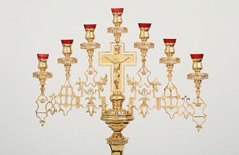 Семисвечник запрестольный с крестом золочение