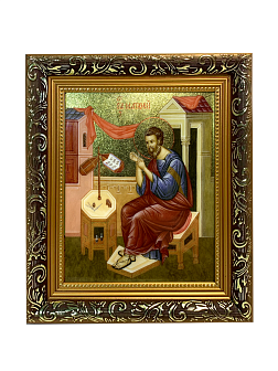 Икона Матфей апостол и евангелист с золочением, узкая рамка 17,5х20,5х2 см