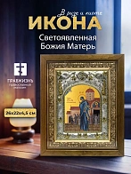 Икона Светоявленная Божия Матерь в ризе и деревянном киоте, 26х22 см