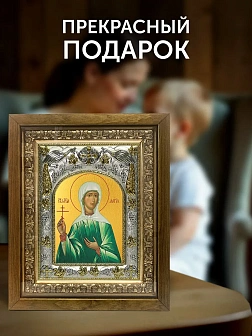 Икона Дарья Римская в ризе и деревянном киоте, 26х22 см