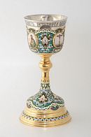 Потир 1.0л 4-деколи, филигрань, эмаль / песочные часы / золочение / мельхиоровый стакан