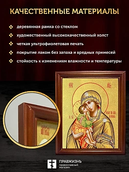 Икона Божией Матери Донская с золочением, деревянная рамка со стеклом 15х18х2 см 1137 Икона Божией Матери Донская с золочением, деревянная рамка со стеклом 15х18х2 см 1137