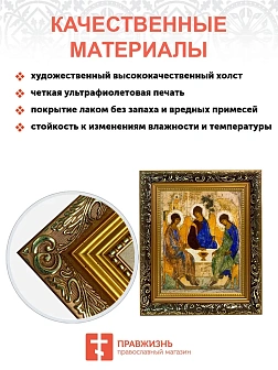 Икона Троица Андрея Рублева, узкая рамка 17,5х20,5х2 см 164