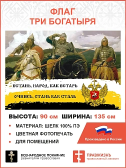 Флаг 250 Встань народ как встарь очнись стань как сталь триколор 90х135 материал шелк для помещений