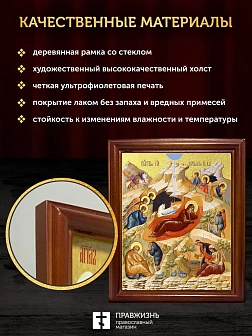 Икона Рождество Христово с золочением, деревянная рамка со стеклом 15х18х2 см 1143
