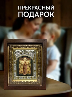 Икона Вертоград Заключенный Божия Матерь в ризе и киоте под дерево, 27х23 см
