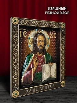 Икона Господь Вседержитель, резная из дерева, 25х32см