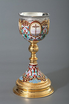 Потир 0.5л 4-финифти, филигрань, эмаль / золочение / серебряный стакан (УИН)