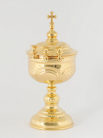 Чаша водосвятная №1 со светильниками чеканка золочение