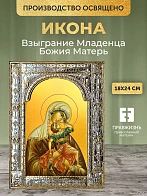 Икона Взыграние Младенца Божия Матерь в ризе, 18x24 см