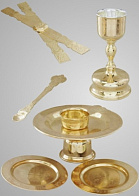 Потир 1.0 с принадлежностями с вклад.(нерж. сталь) золочение