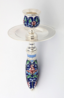 Подсвечник ручной №2 филигрань, эмаль, роспись серебро (УИН)