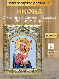 Икона Отчаянных Единая Надежда Божия Матерь в ризе, 18х14 см